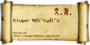 Kluger Mátyás névjegykártya